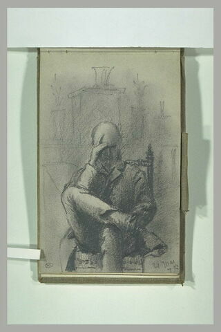 Portrait d'homme assis, les jambes croisées, la tête dans la main droite, image 2/2