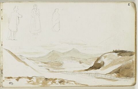 Paysage et croquis de personnages, image 1/2