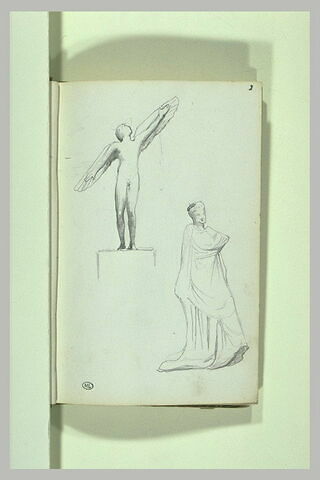 Etudes d'après des sculptures : figure ailée et femme drapée, image 3/3
