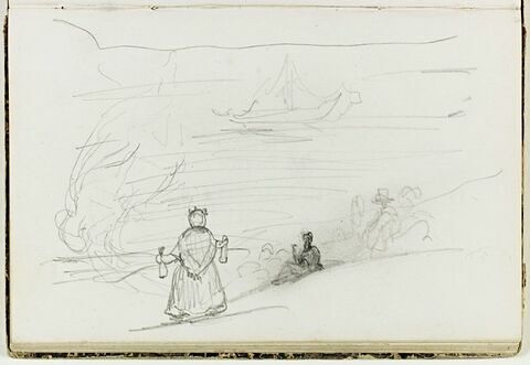 Femme de dos, devant la mer, image 1/2