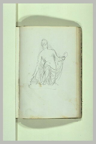 Femme drapée, à moitié nue, un genou à terre, image 2/2