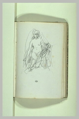 Femme drapée, à demi nue, assise, image 2/2