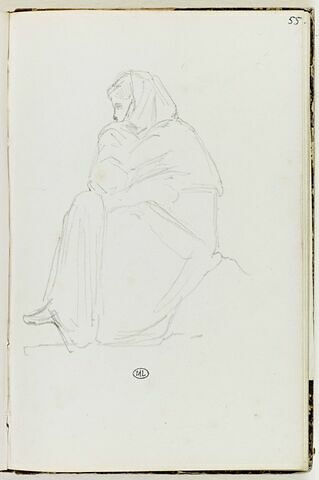 Femme drapée, assise : étude d'après l'antique