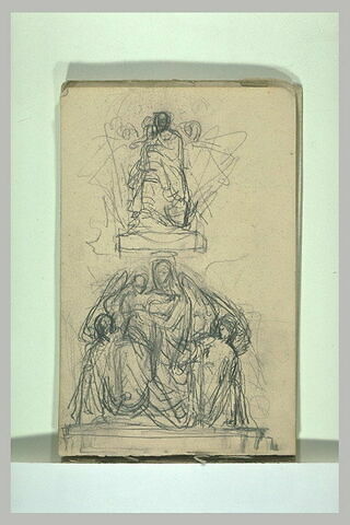 Deux études pour un groupe sculpté avec une Vierge à l'Enfant, image 2/2