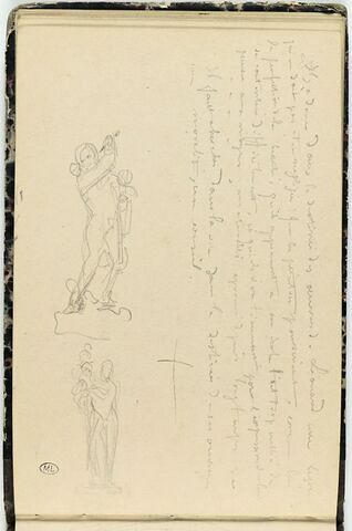 Deux étude de figures ; note manuscrite, image 1/2