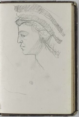 Etude d'après une sculpture antique : tête de femme de profil, image 1/1