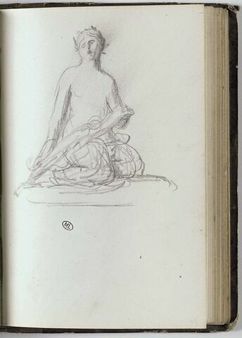 Femme agenouillée, à demie nue : étude d'après une sculpture, image 1/1