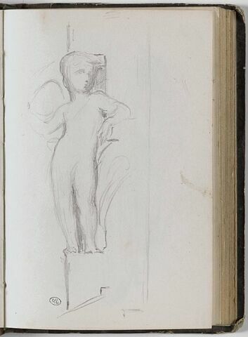 Enfant nu sculpté, faisant partie d'une colonne, image 1/1
