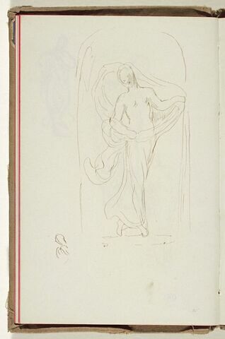 Statue de femme drapée, dansant, dans une niche, image 1/2