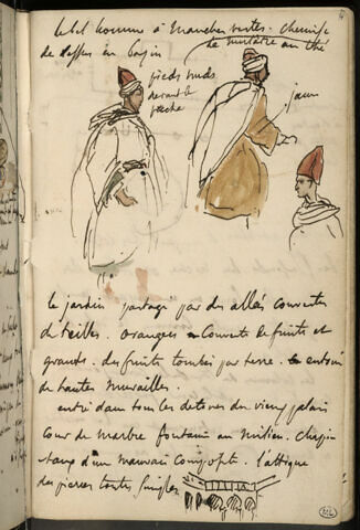 Trois études d'Arabes debout, croquis d'une architecture mauresque, image 1/1