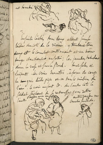 Croquis de chevaux combattant, et trois croquis d'Arabes, image 1/1