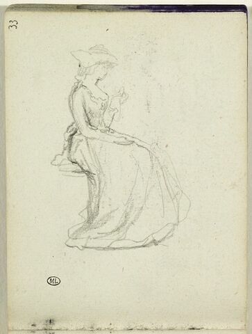 Femme, assise, de profil, image 1/1