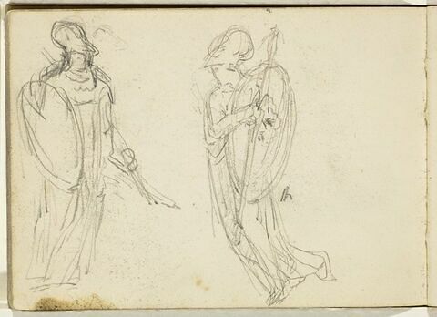 Deux figures antiques tenant un bouclier, image 1/1