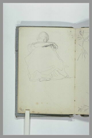 Une figure assise au sol, de face, jambes repliées, image 2/2