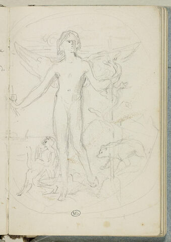 Médaillon, avec une figure ailée, image 1/2