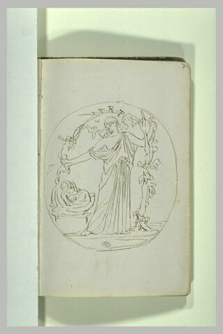 Femme drapée à l'antique, dans un médaillon, image 2/2