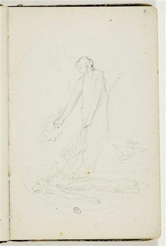 Figure allégorique au-dessus du corps d'un personnage étendu, image 1/2