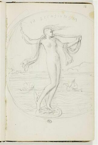 Femme nue sur l'eau, dans un médaillon, image 1/2