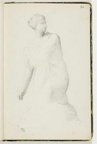 Femme drapée, la tête vers la droite : étude d'après une sculpture antique, image 1/2