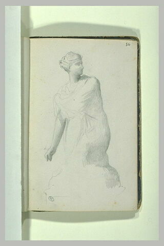 Femme drapée, la tête vers la droite : étude d'après une sculpture antique, image 2/2