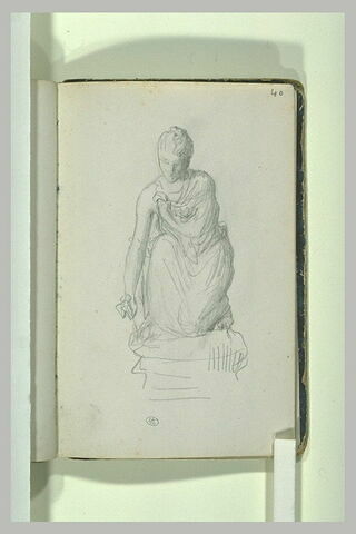 Femme accroupie, cueillant une fleur, étude de statue, image 2/2