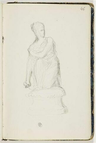 Femme drapée, agenouillée, étude de statue