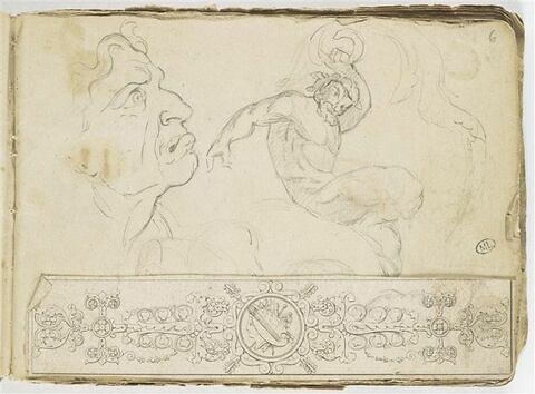 Etudes de têtes et d'une figure nue, image 1/2
