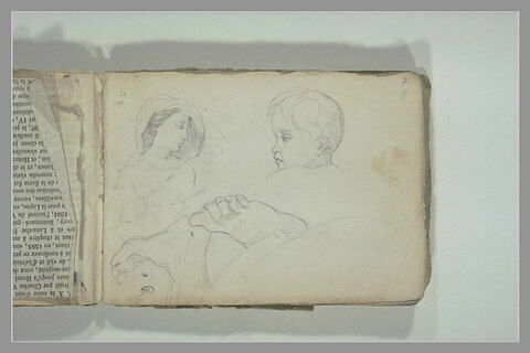 Feuille d'études : tête de femme, et d'enfant, image 2/2