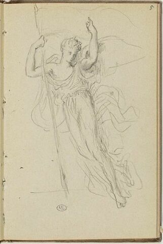 Femme drapée, tenant un long bâton, image 1/1