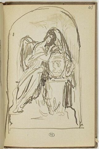 Etude pour un monument funéraire : croquis de figure assise, image 1/1