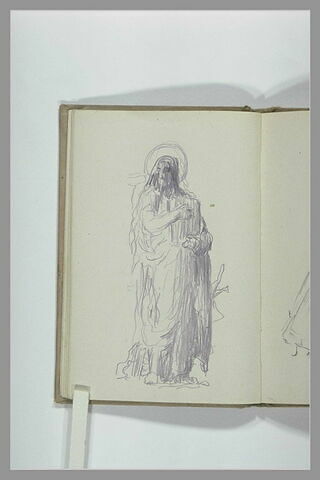 Figure drapée, et auréolée portant un livre, image 2/2
