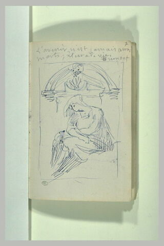 Sculpture dans un encadrement et note manuscrite., image 2/2