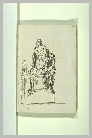 Groupe sculpté : figure debout près d'une figure assise, image 2/2