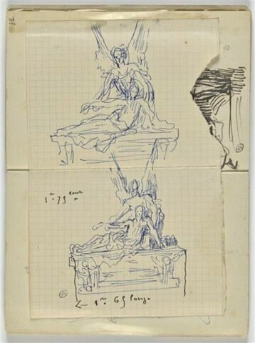 Deux études pour un groupe sculpté avec une figure ailée, image 1/2
