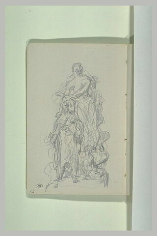 Groupe sculpté : figure debout  touchant l'épaule d'une autre figure, image 2/2