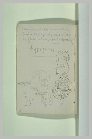 Croquis divers et annotation manuscrite, image 2/2