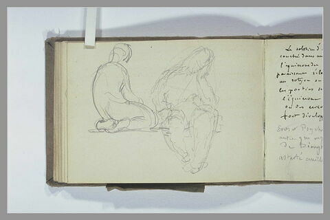 Figure assise sur ses talons, de dos ; figure assise, jambes pendantes, image 2/2