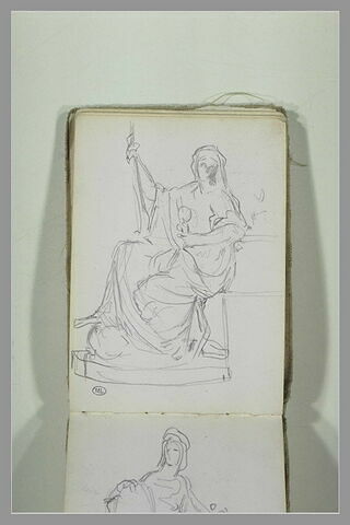 Statue d'une femme drapée assise, image 2/2