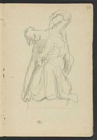 Figure assise, le bras gauche relevé, image 1/2