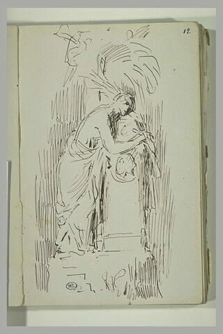 Femme penchée sur une stèle, étude pour un monument funéraire, image 2/2