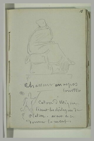 Femme drapée assise, de profil, et annotations manuscrites, image 2/2