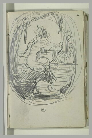 Sirène (?) hélant un navire, scène dans un encdrement ovale, image 2/2