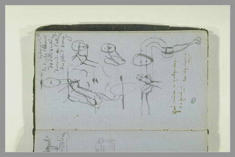 Diverses études de proportions ; notes manuscrites, image 1/1