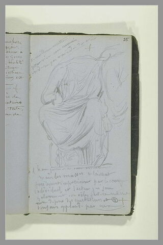 Draperie d'une figure assise, d'après l'antique ; notes manuscrites, image 1/1