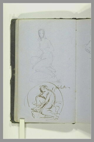Figure agenouillée ; figure assise avec une jambe repliée, image 1/1
