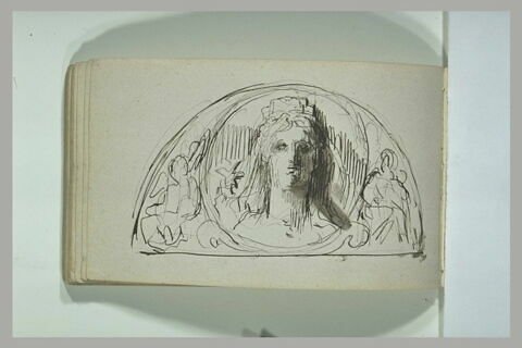 Buste d'une femme dans un médaillon , dans un encadrement, image 1/1