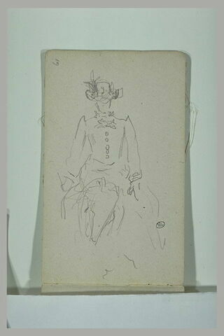 Femme, coiffée d'un chapeau, assise, image 1/1