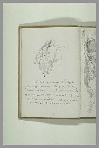 Deux figures assises ; notes manuscrites, image 1/1