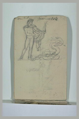 Une figure debout, perçant de sa flèche un serpent, image 1/1