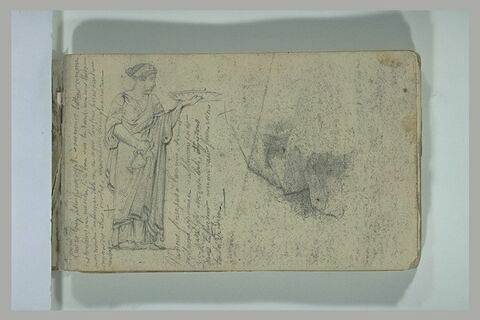 Figure debout, portant un vase, et esquisse d'un drapé, image 1/1